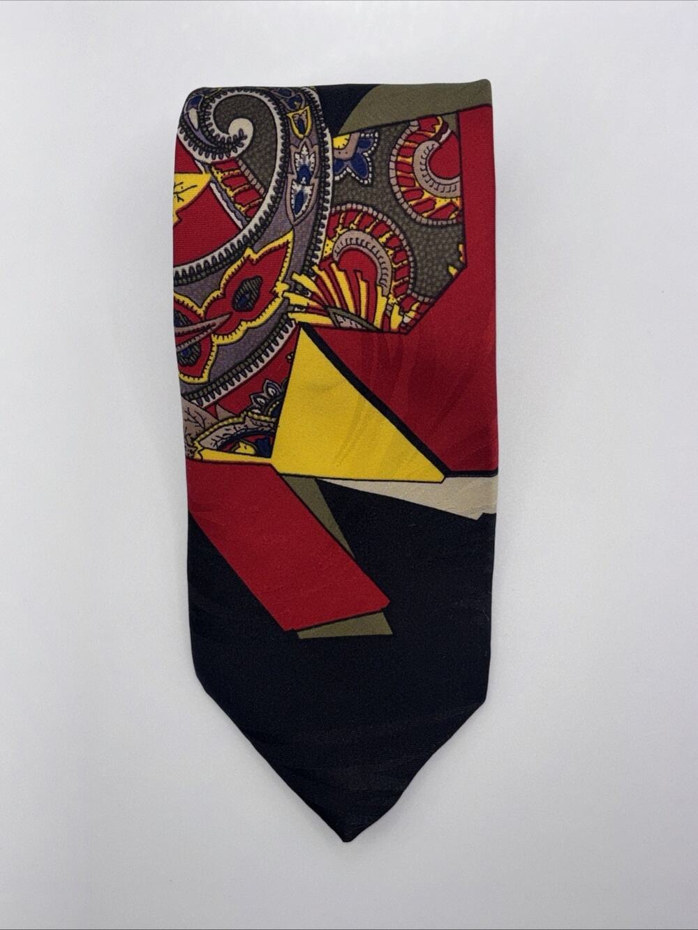 Gianno Men’s Vintage Tie 100% Polyester Made In USA Paisley Red